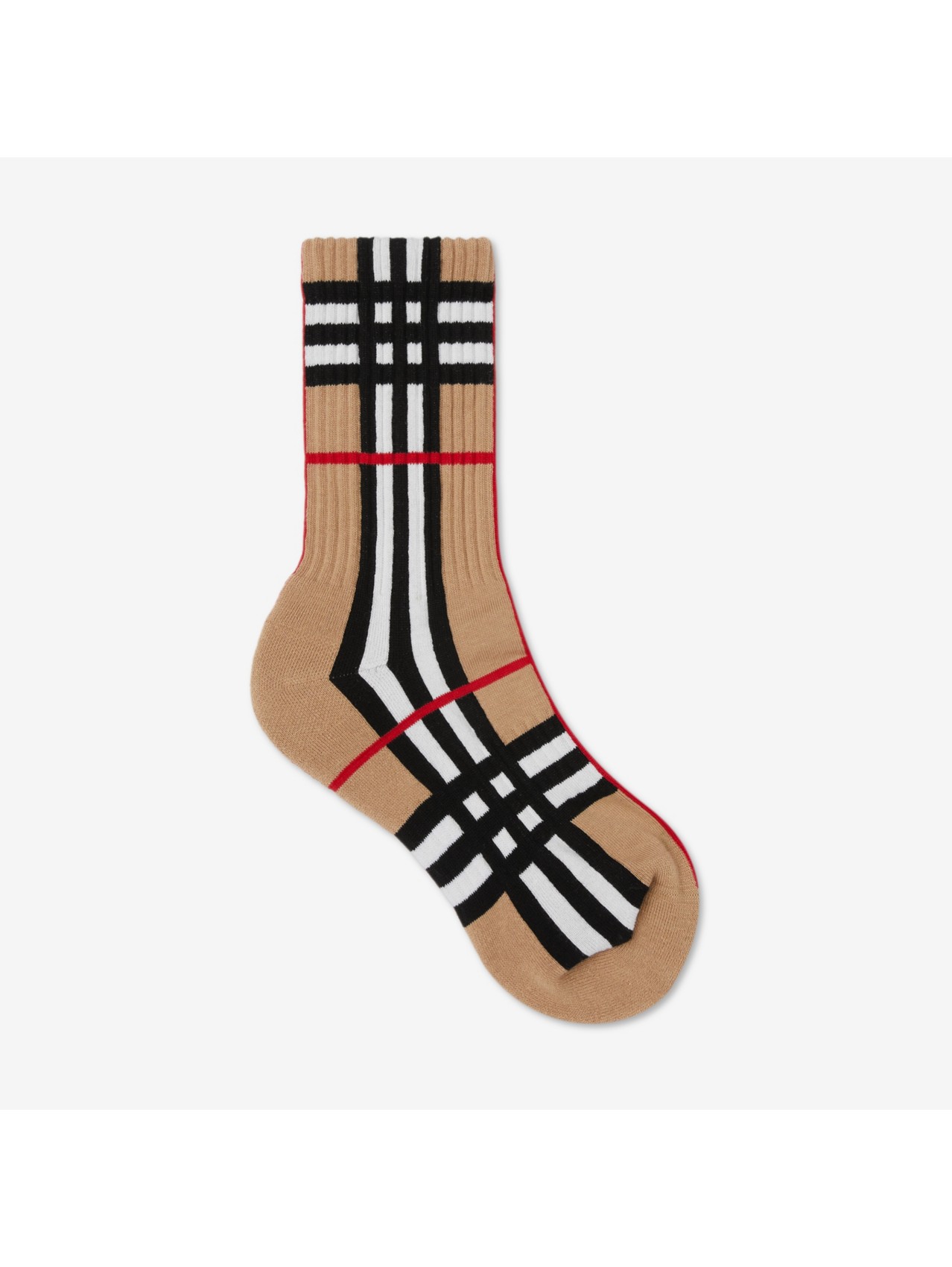 Check Intarsia Technical Stretch Cotton Socks in Archive Beige | Burberry®  Official