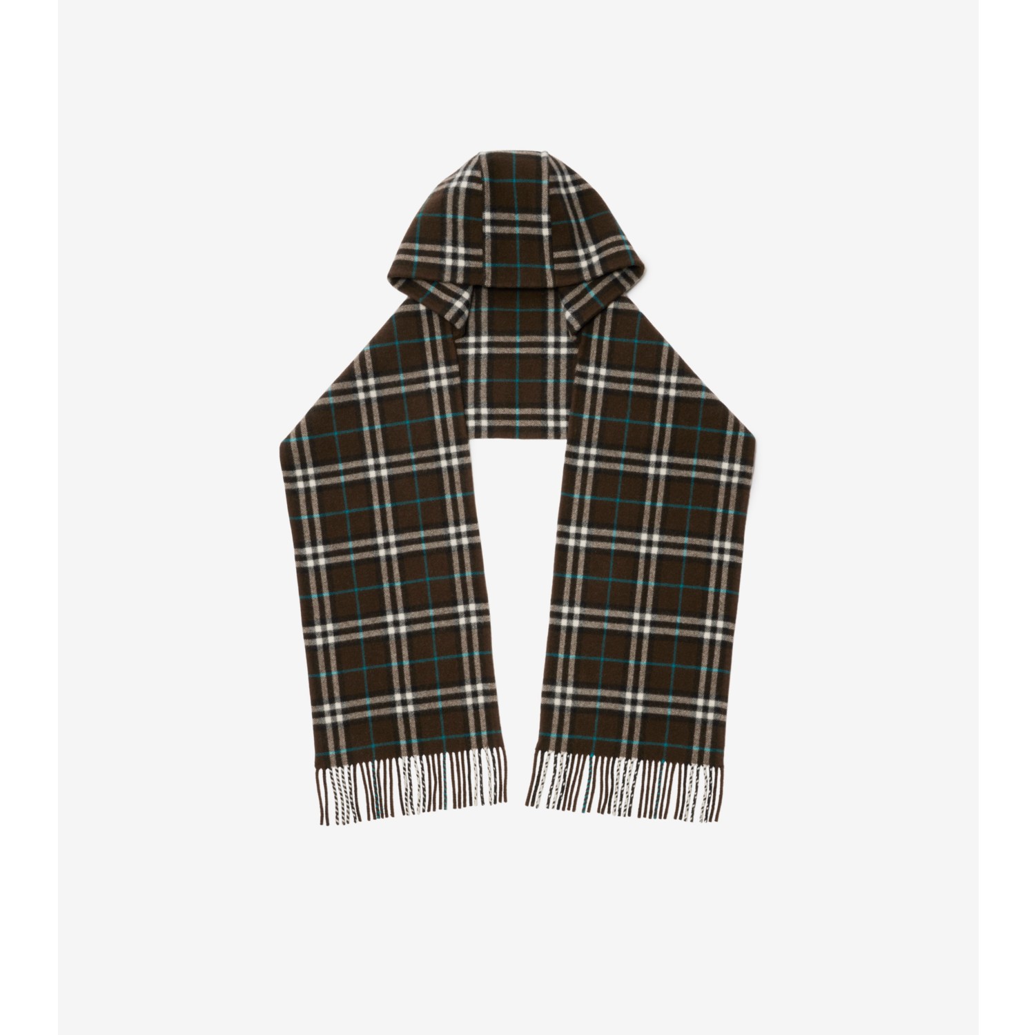 Check Cashmere Hooded Scarf