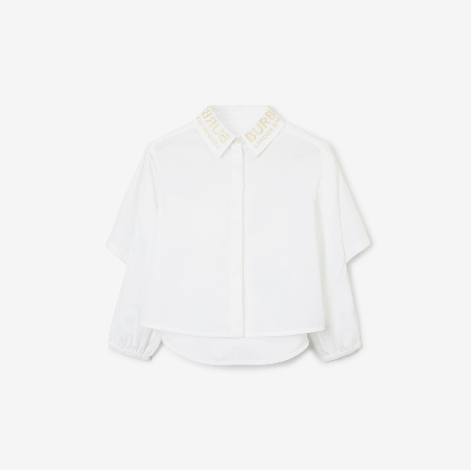 Cape Detail Stretch Cotton Poplin Shirt in White | Burberry® Official