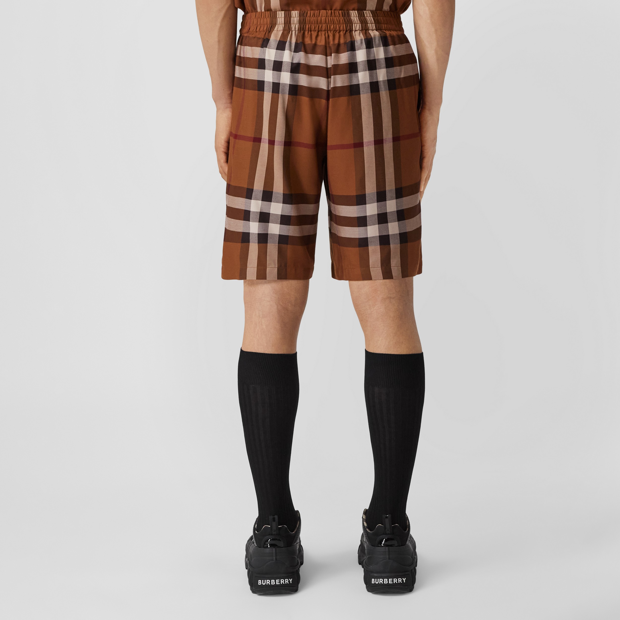 Check Viscose Shorts in Dark Birch Brown - Men | Burberry® Official - 3