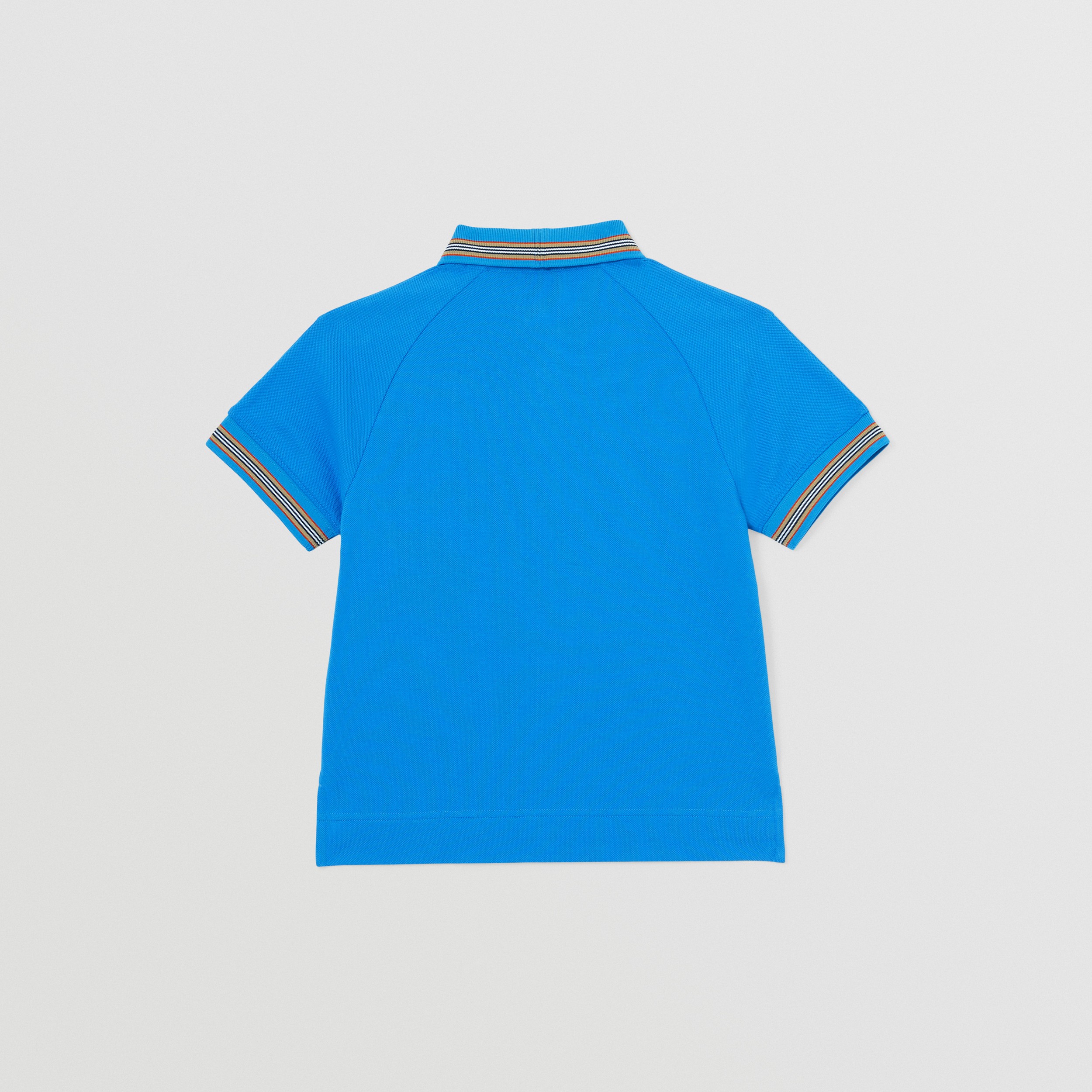 Icon Stripe Detail Cotton Piqué Polo Shirt in Canvas Blue | Burberry® Official - 4