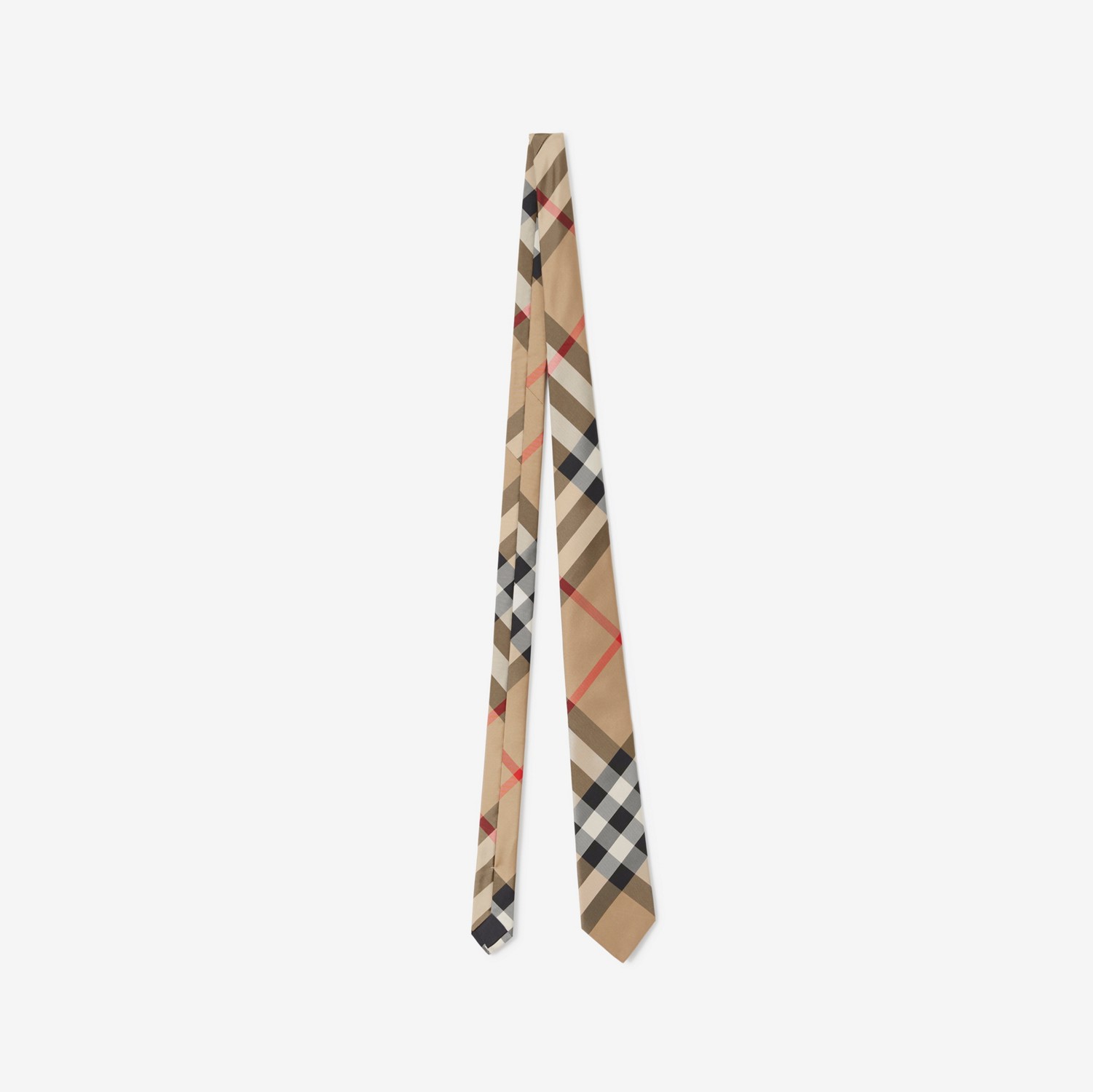 经典剪裁格纹丝质领带 (典藏米色) - 男士 | Burberry® 博柏利官网