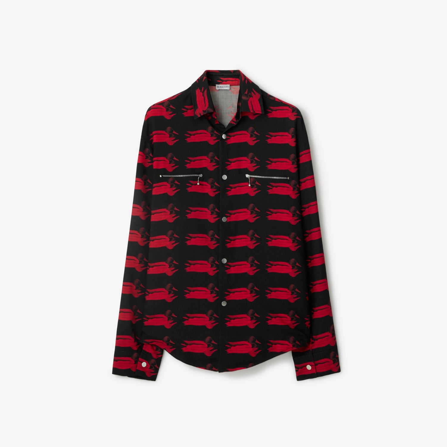 Camicia in lana con stampa anatre (Nero) - Uomo | Sito ufficiale Burberry®