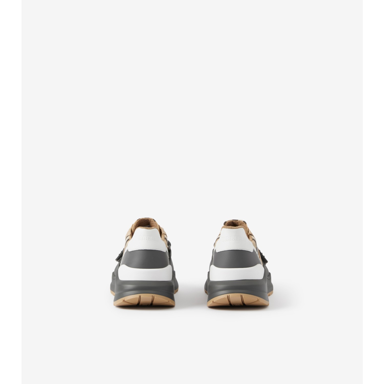 Vintage Check, Suede and Leather Sneakers in Grey/archive Beige - Women | Burberry® Official