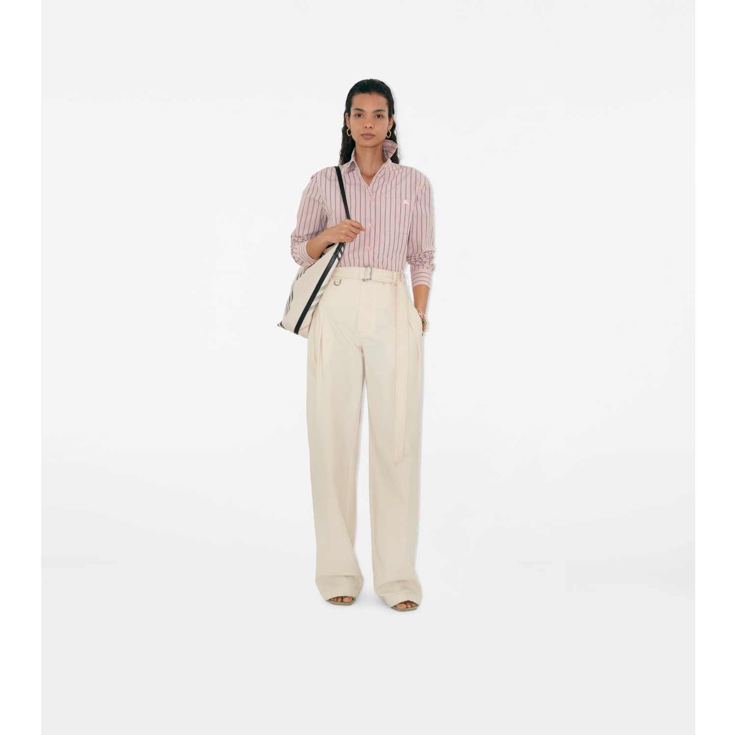 Regular Fit Striped Cotton Canvas Shirt