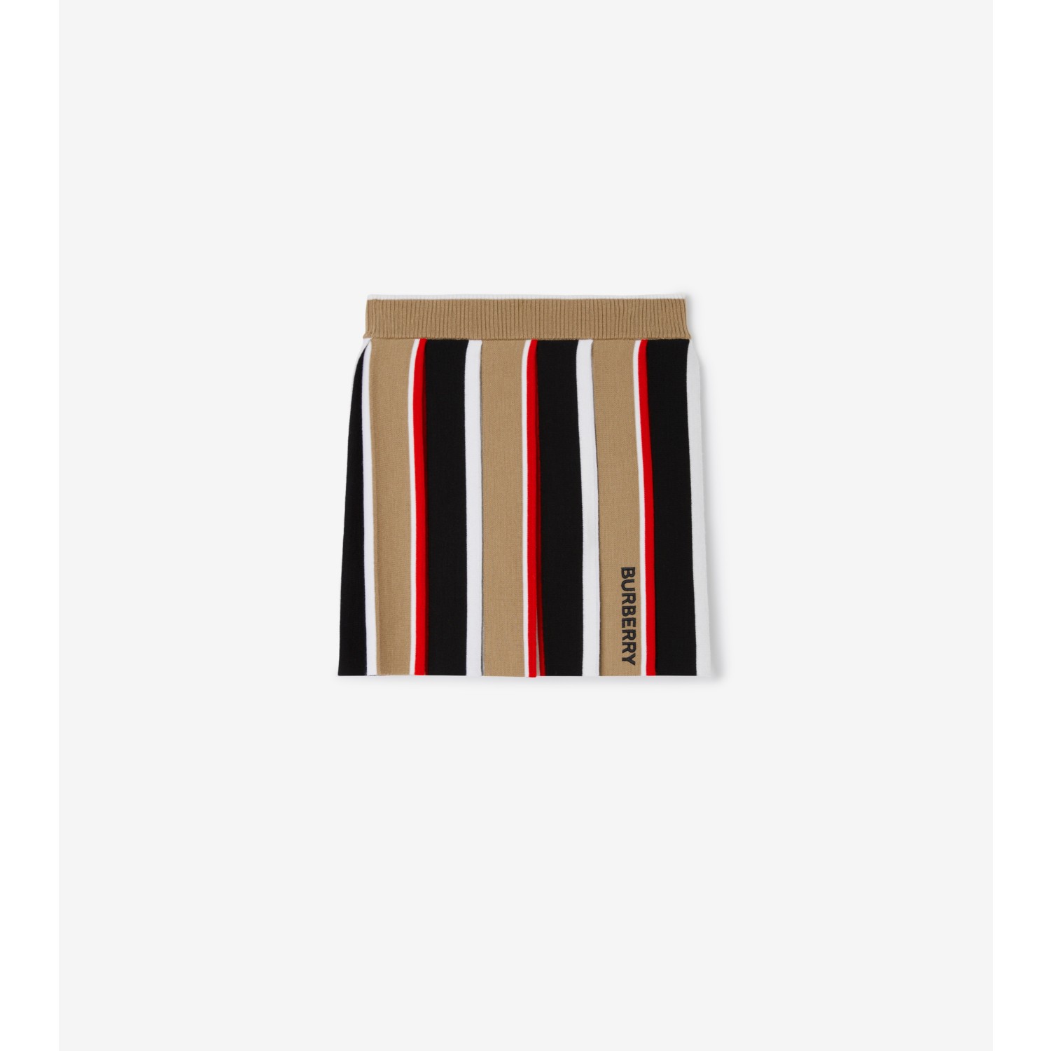 Embroidered Logo Wool Blend Skirt in Archive Beige | Burberry® Official