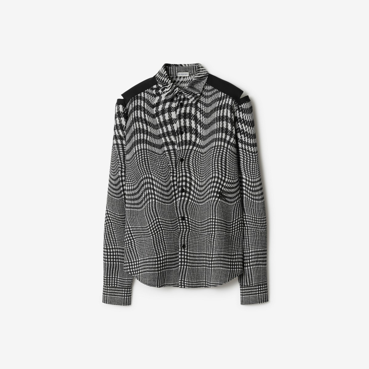 BURBERRY BURBERRY WARPED HOUNDSTOOTH WOOL SHIRT