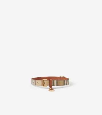 Burberry Check Medium Dog Collar in Archive Beige/briar Brown | Burberry®  Official