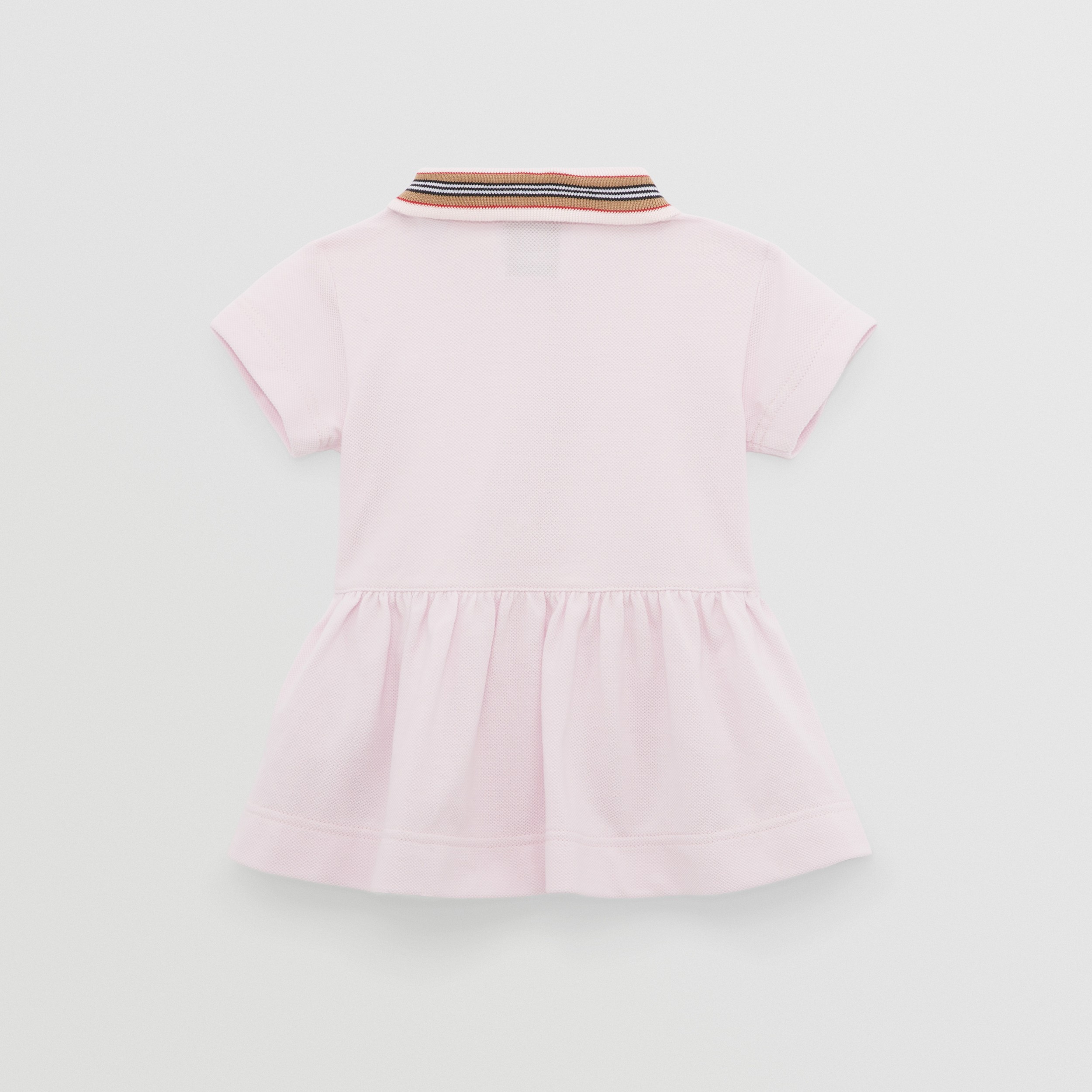 Vestido estilo camisa polo de algodão piquê com detalhe de listras icônicas (Rosa Claro) - Crianças | Burberry® oficial - 4
