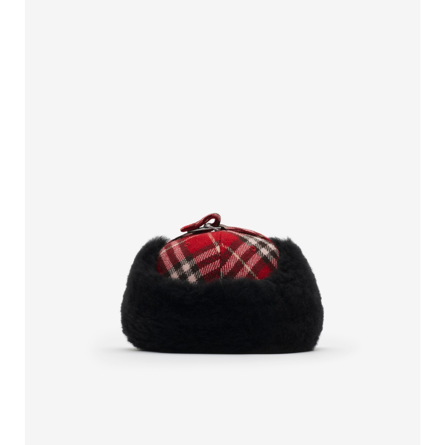 Check Wool Trapper Cap