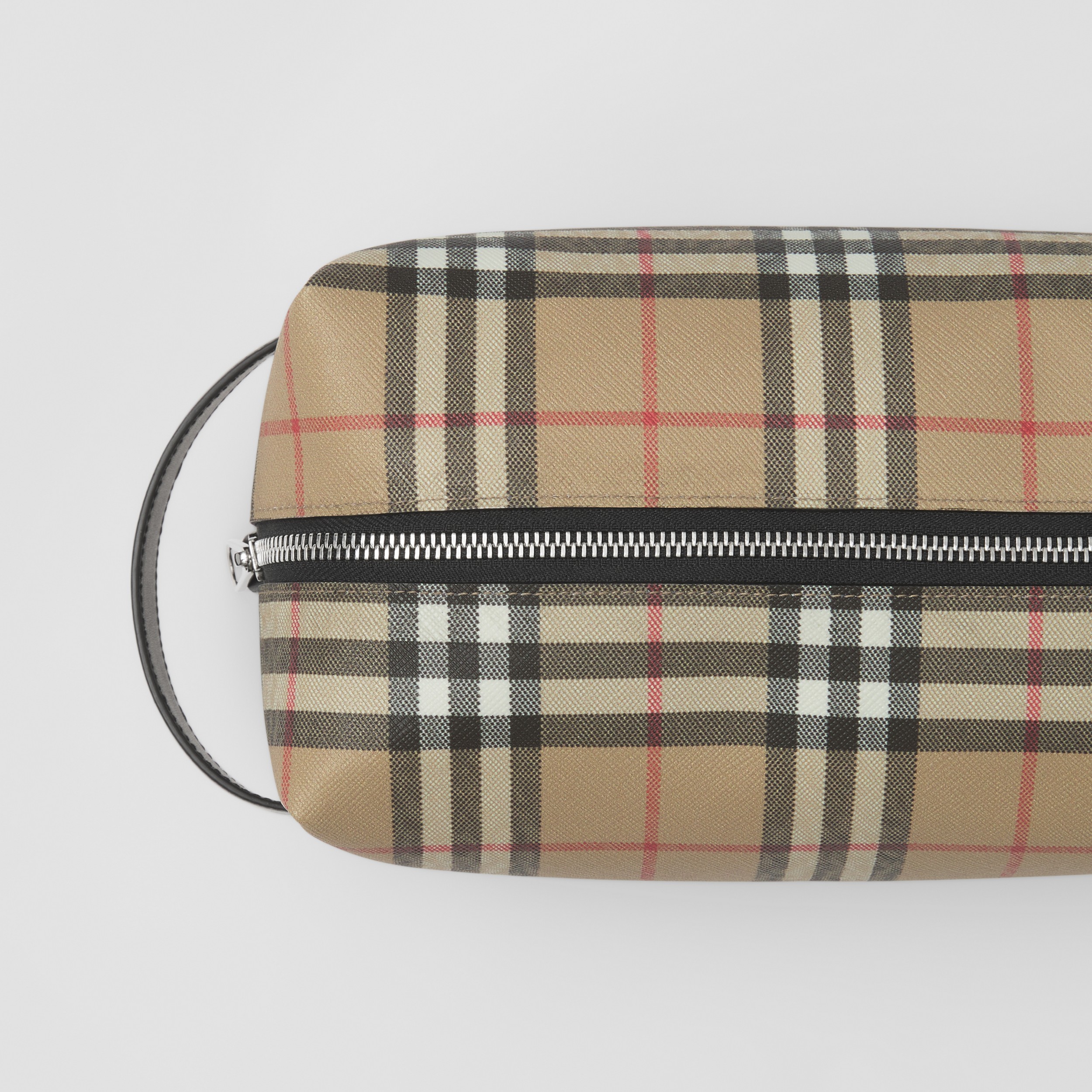 Vintage Check and Leather Travel Pouch in Archive Beige - Men | Burberry® Official - 2