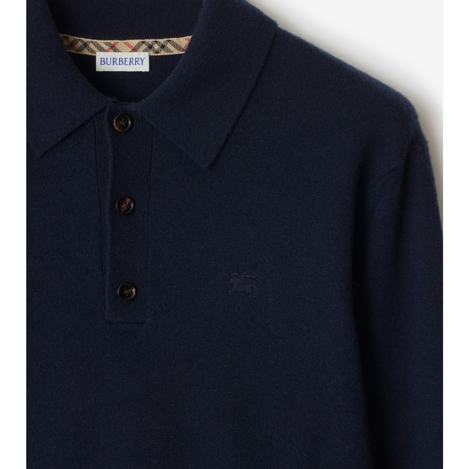 Langärmeliges Kaschmirmisch-Poloshirt