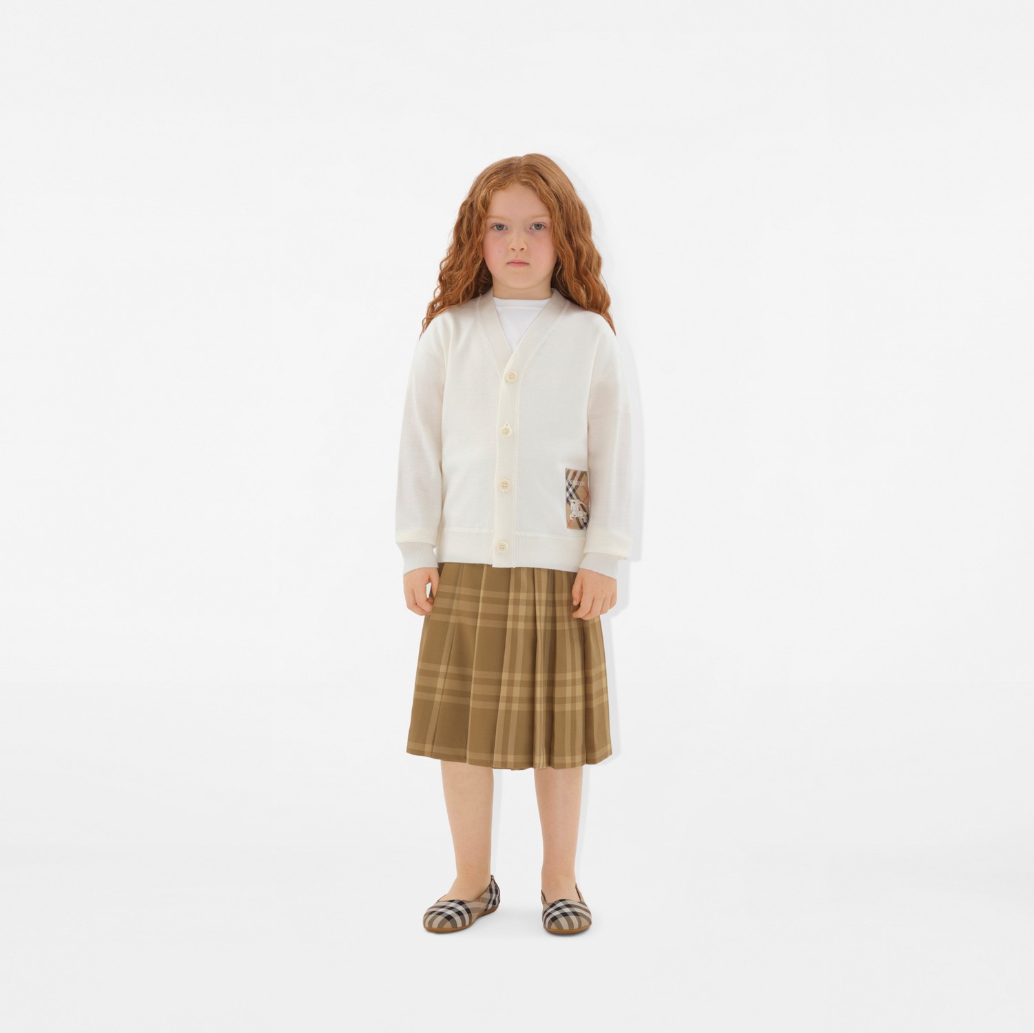Check Label Wool Cardigan in Ivory | Burberry® Official Check Label Wool Cardigan in Ivory | Burberry® Official