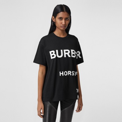ホースフェリープリント コットン オーバーサイズTシャツ (ブラック) - ウィメンズ | Burberry®公式サイト
