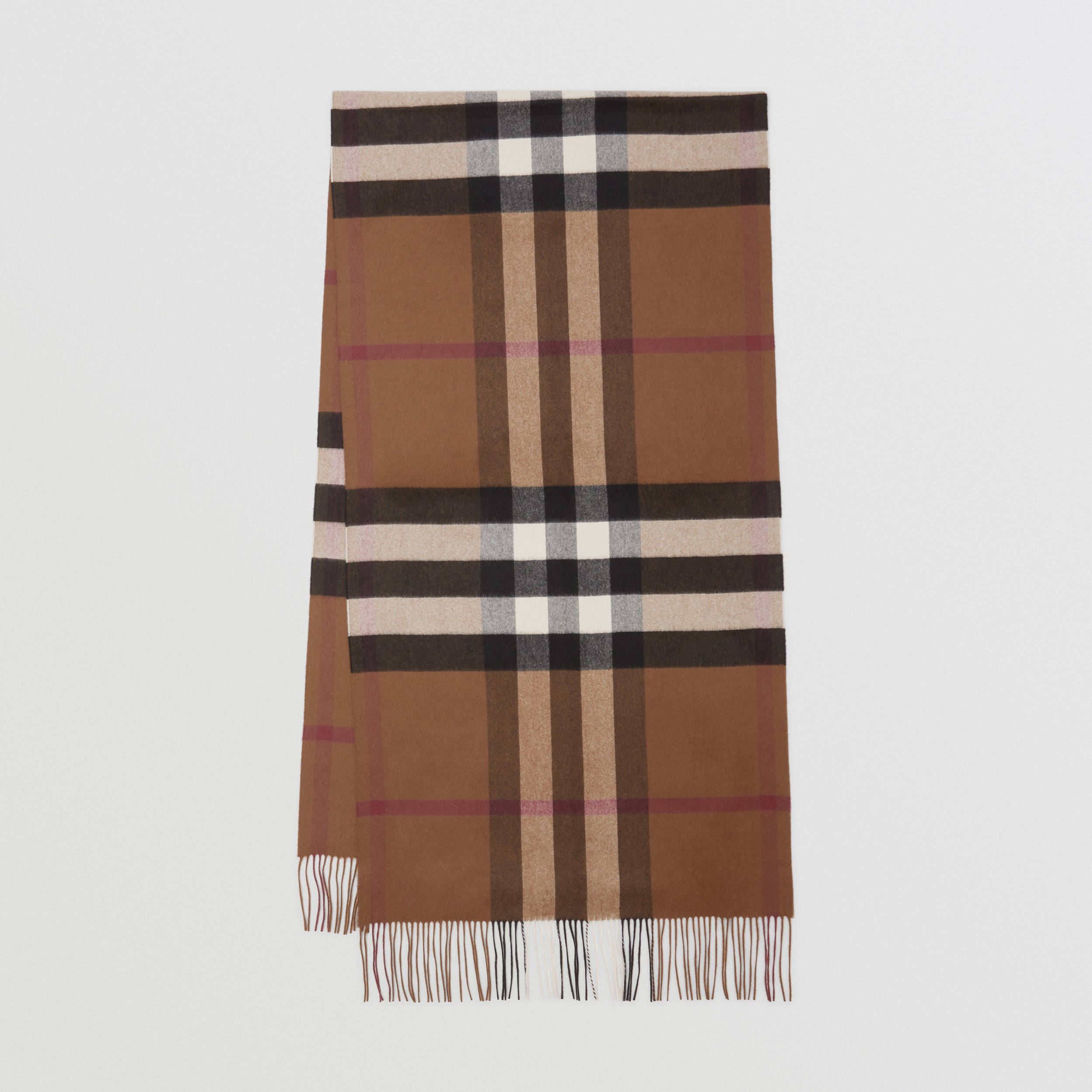 Check Cashmere Oversized Scarf in Birch Brown | Burberry® Official - 1