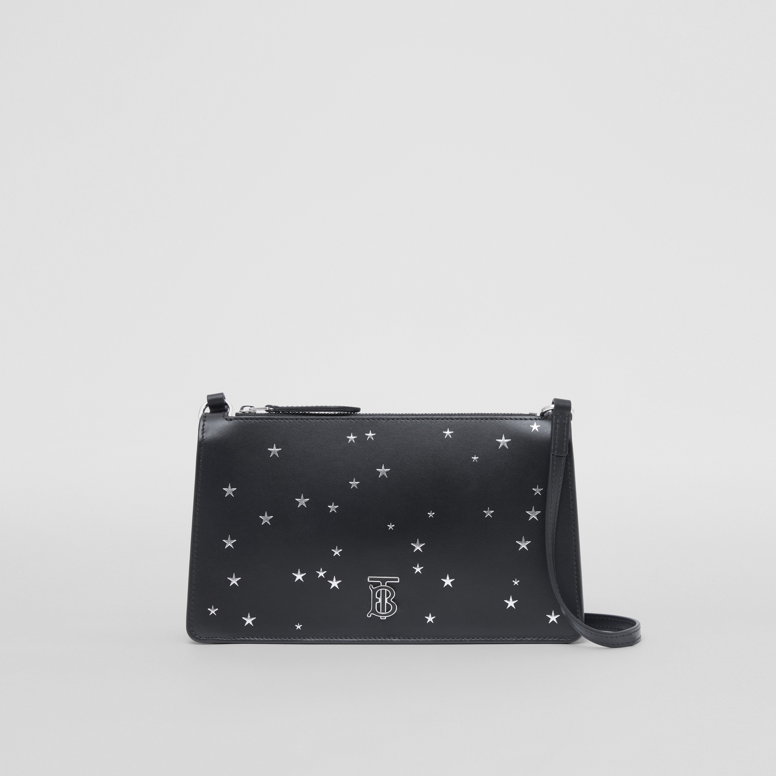 Star Print Leather Mini TB Shoulder Pouch in Black - Women | Burberry® Official - 1