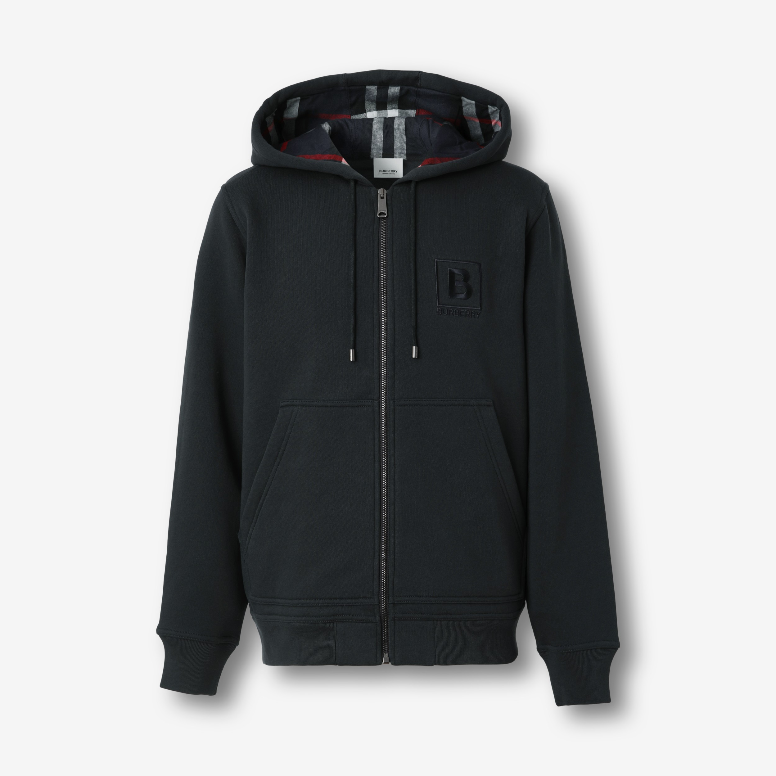 Letter Graphic Cotton Blend Zip Hoodie in Navy - Men | Burberry® Official