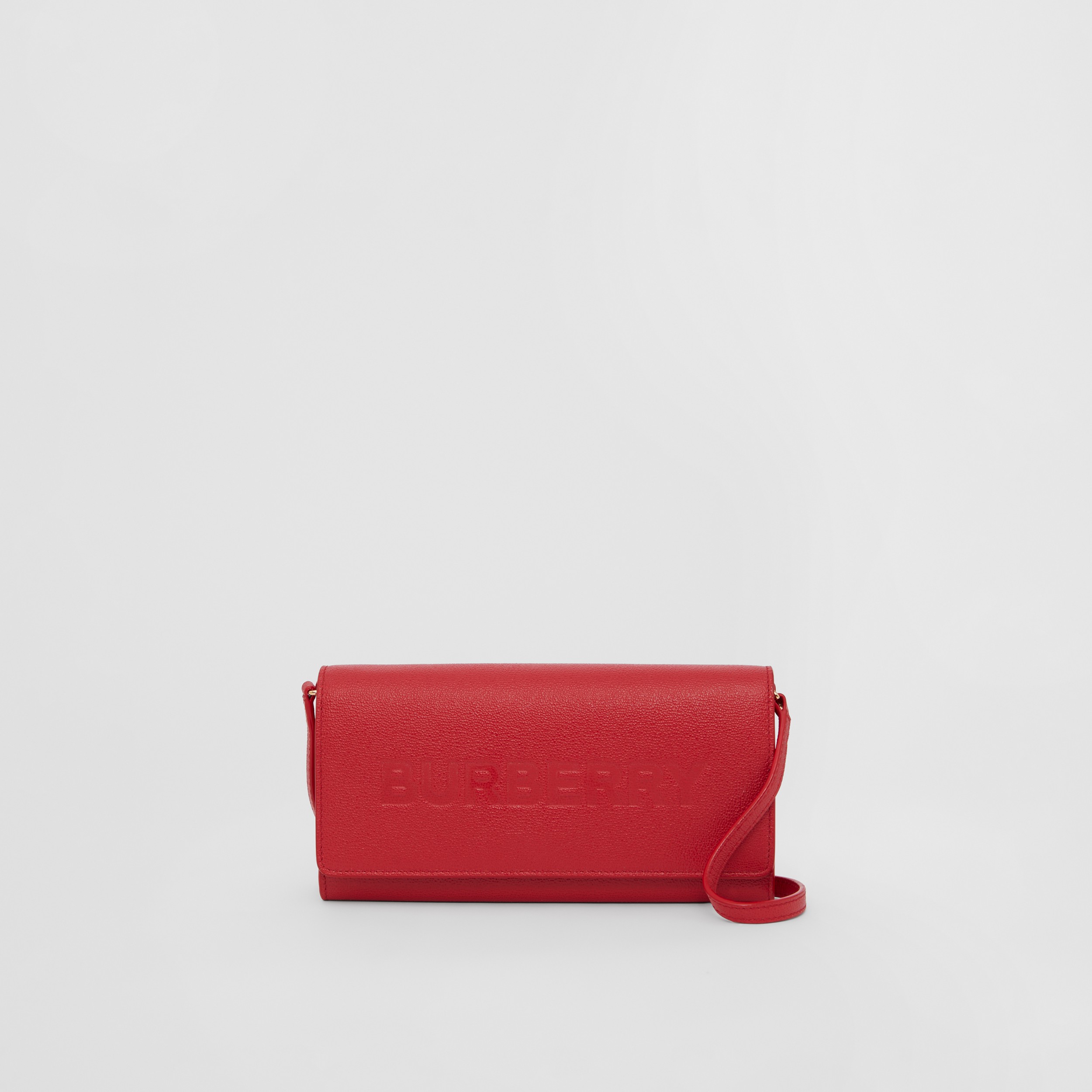 Lederbrieftasche mit Riemen und geprägtem Burberry-Schriftzug (Rot) - Damen | Burberry® - 1