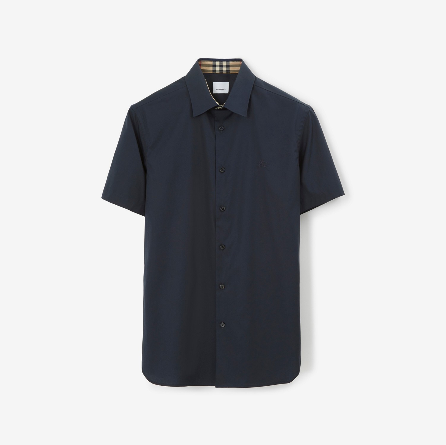 Embroidered EKD Stretch Cotton Shirt in Navy - Men | Burberry® Official
