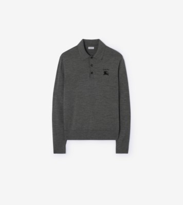 Long-sleeve Knight Wool Polo Shirt in Grey - Men | Burberry® Official