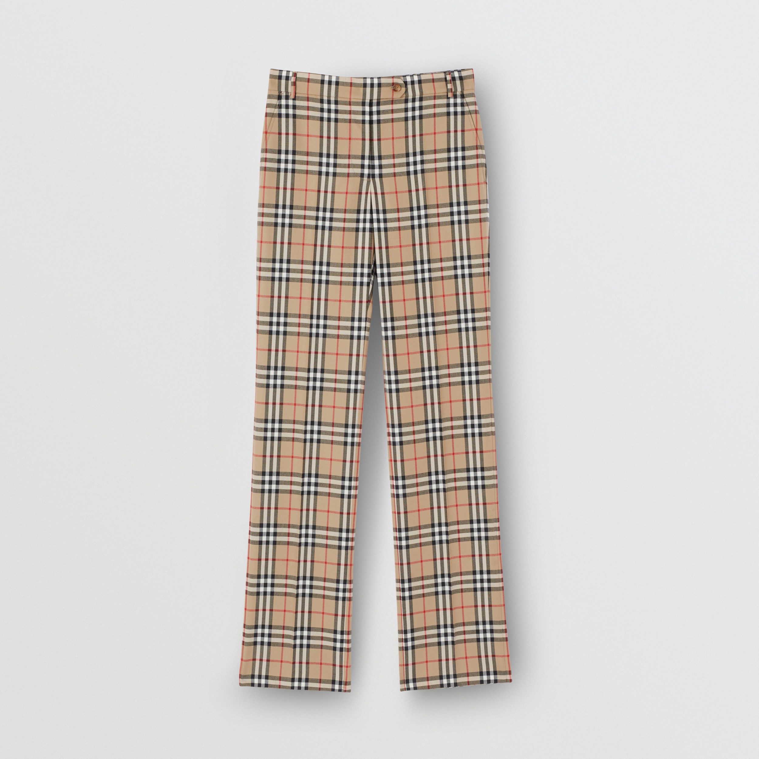 Vintage Check Wool Tailored Trousers in Archive Beige - Women ...