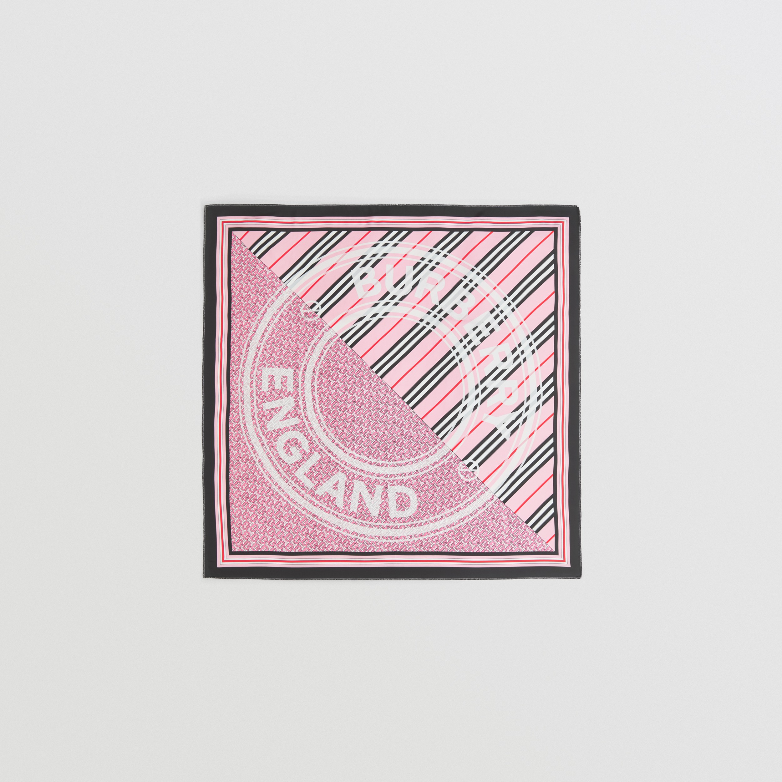 Montage Print Silk Square Scarf in Bubblegum Pink | Burberry® Official - 1