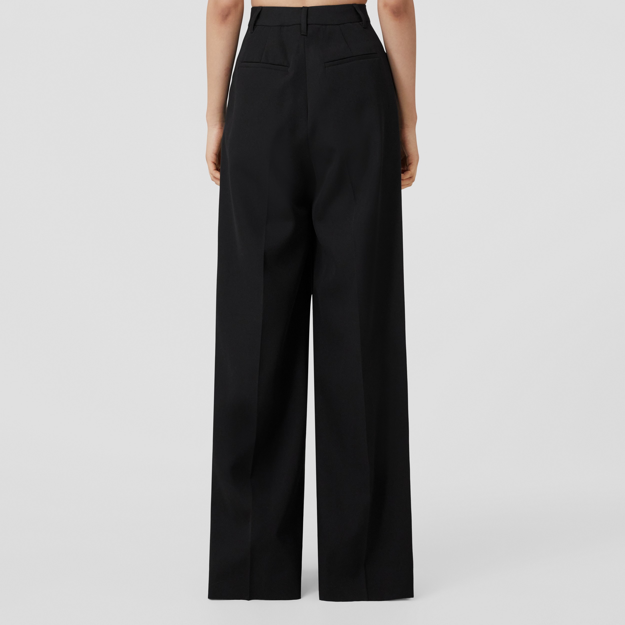 Grain de Poudre Wool Wide-leg Trousers in Black - Women | Burberry® Official - 3