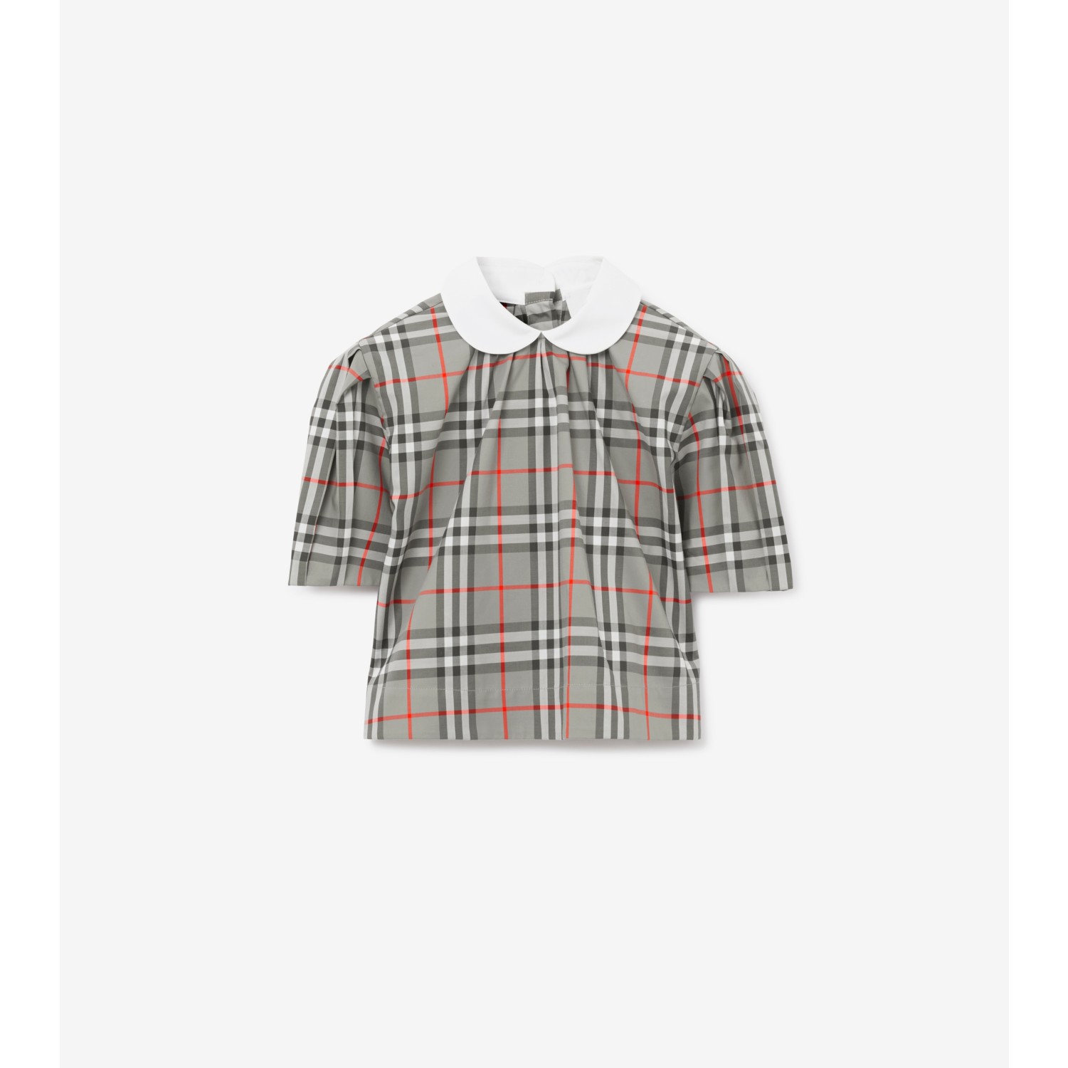 Blusa de algod o stretch em Check Cinza Grafite Frio Burberry