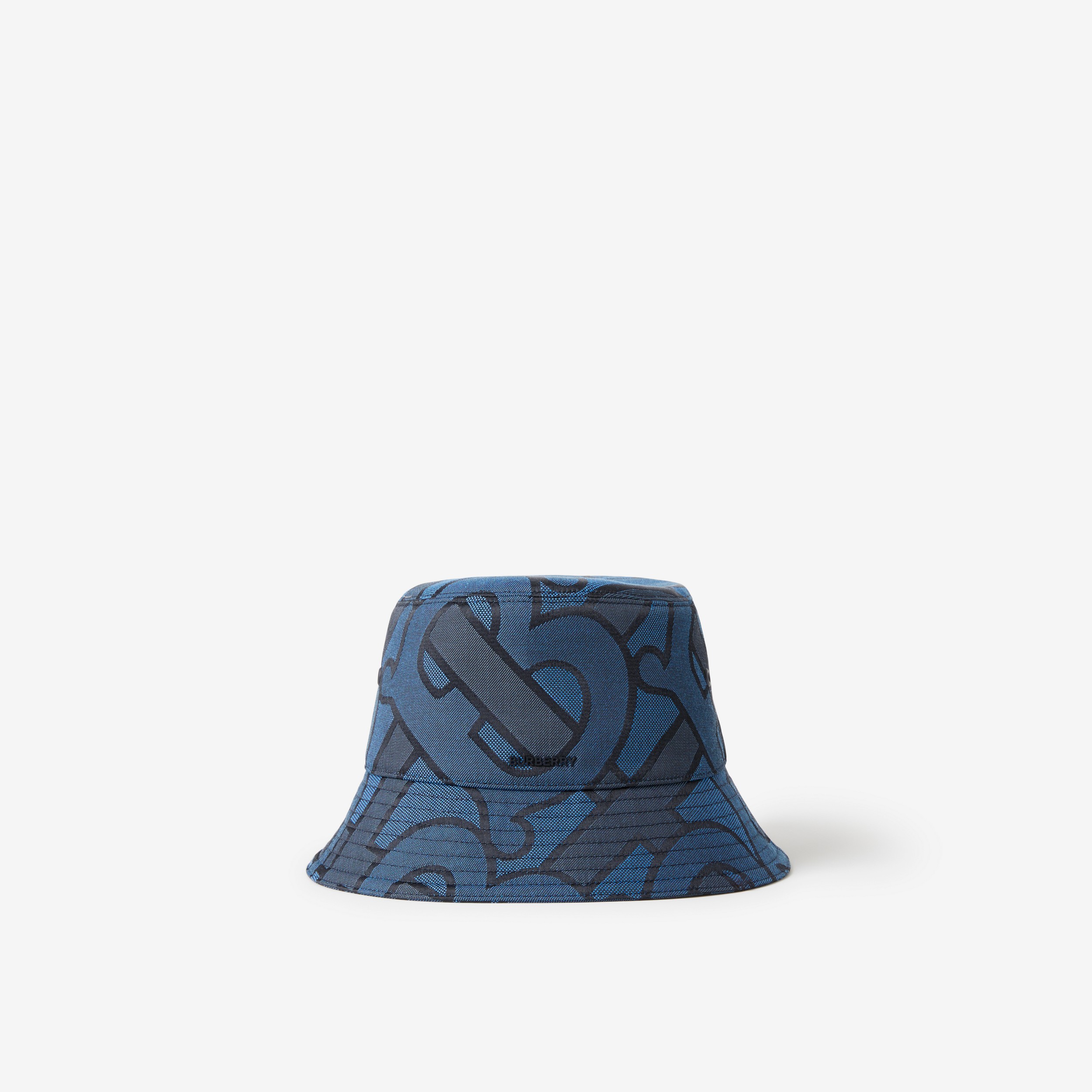 Monogram Cotton Blend Jacquard Bucket Hat in Navy | Burberry® Official - 1
