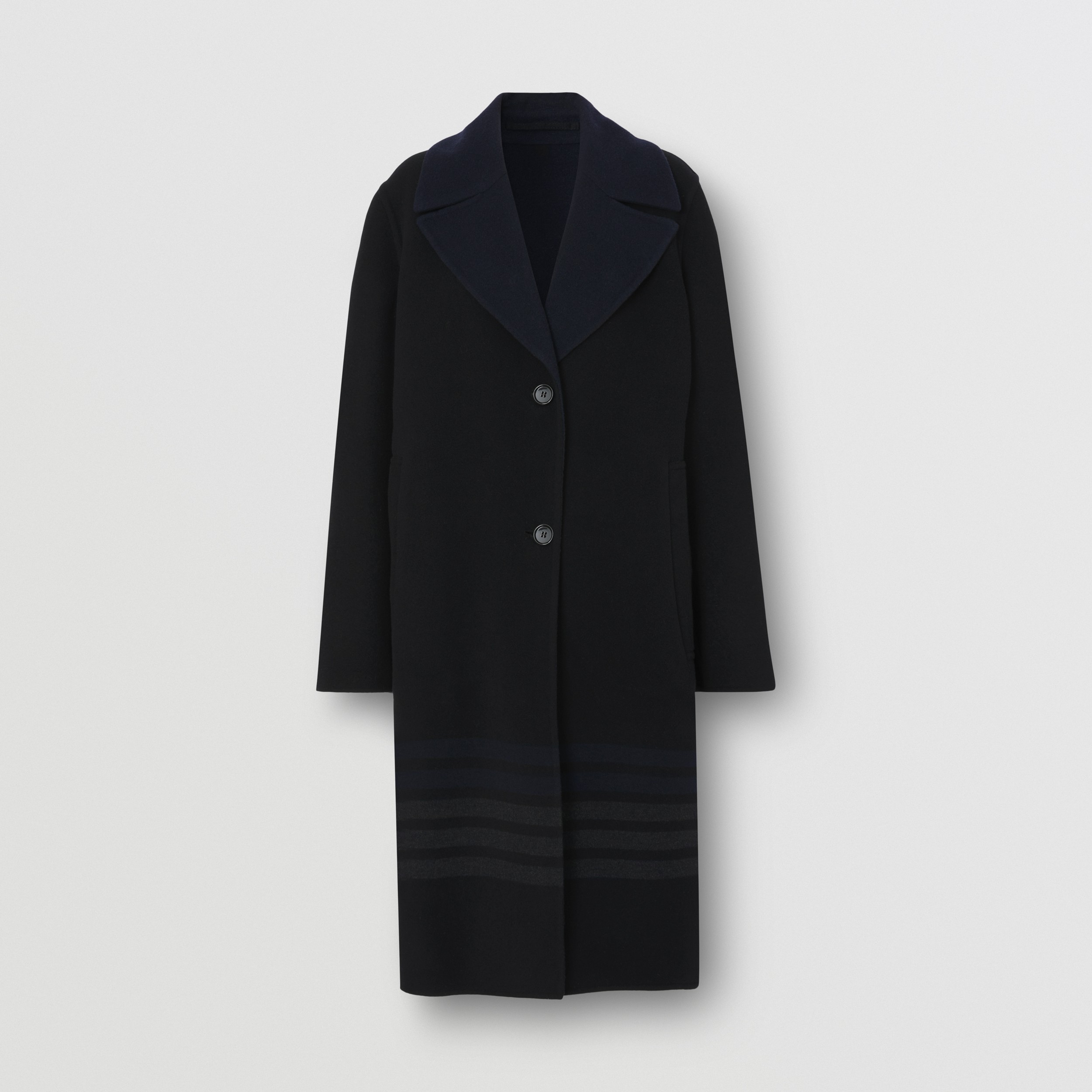 Striped Wool Cashmere Tailored Coat in Navy Black - Women | Burberry® Official - 4