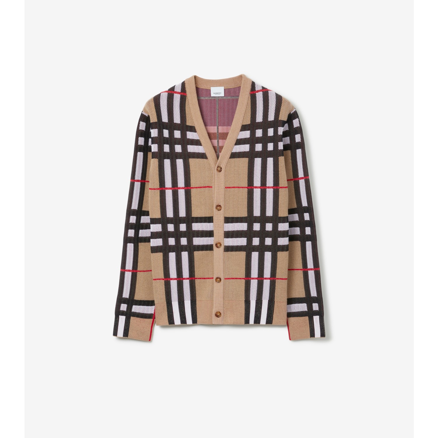 チェック コットンブレンド カーディガン (アーカイブベージュ) - メンズ, コットン | Burberry®公式サイト