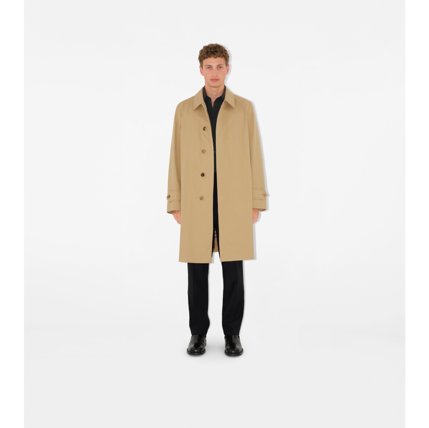 Car coat lungo in gabardine