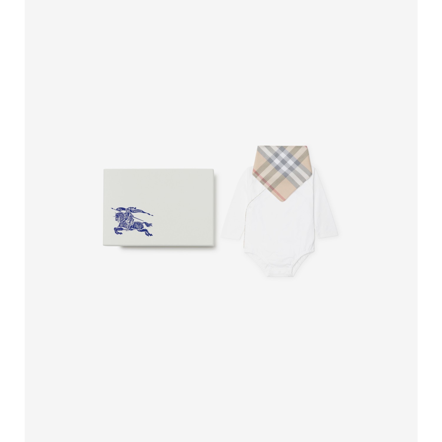 Cotton Two piece Baby Gift Set in White Children Burberry Official