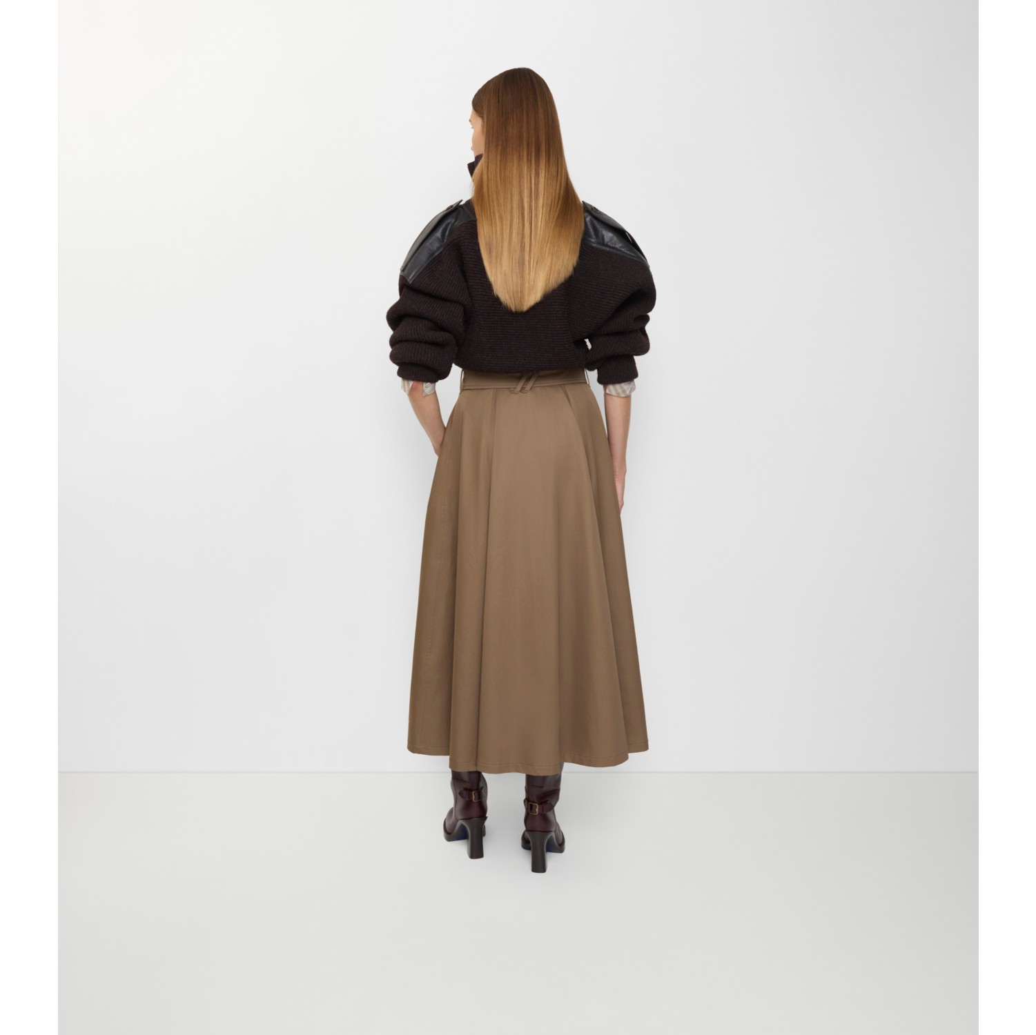 Gabardine Trench Midi Skirt