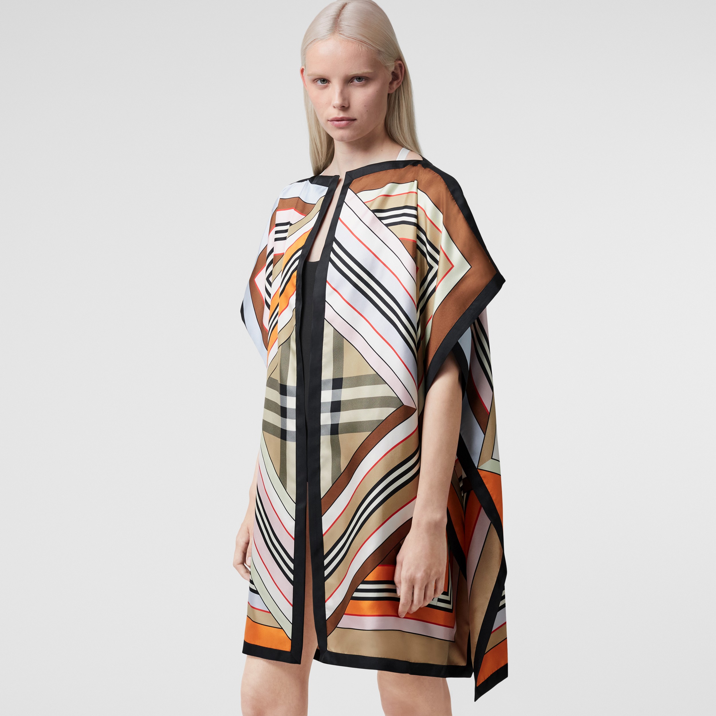 Montage Print Silk Twill Cape in Multicolour - Women | Burberry® Official - 4