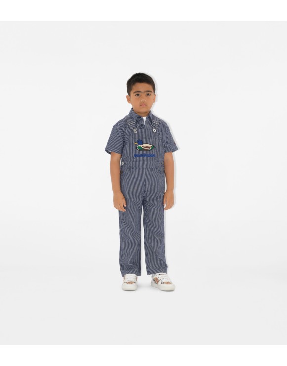 Striped Denim Dungarees
