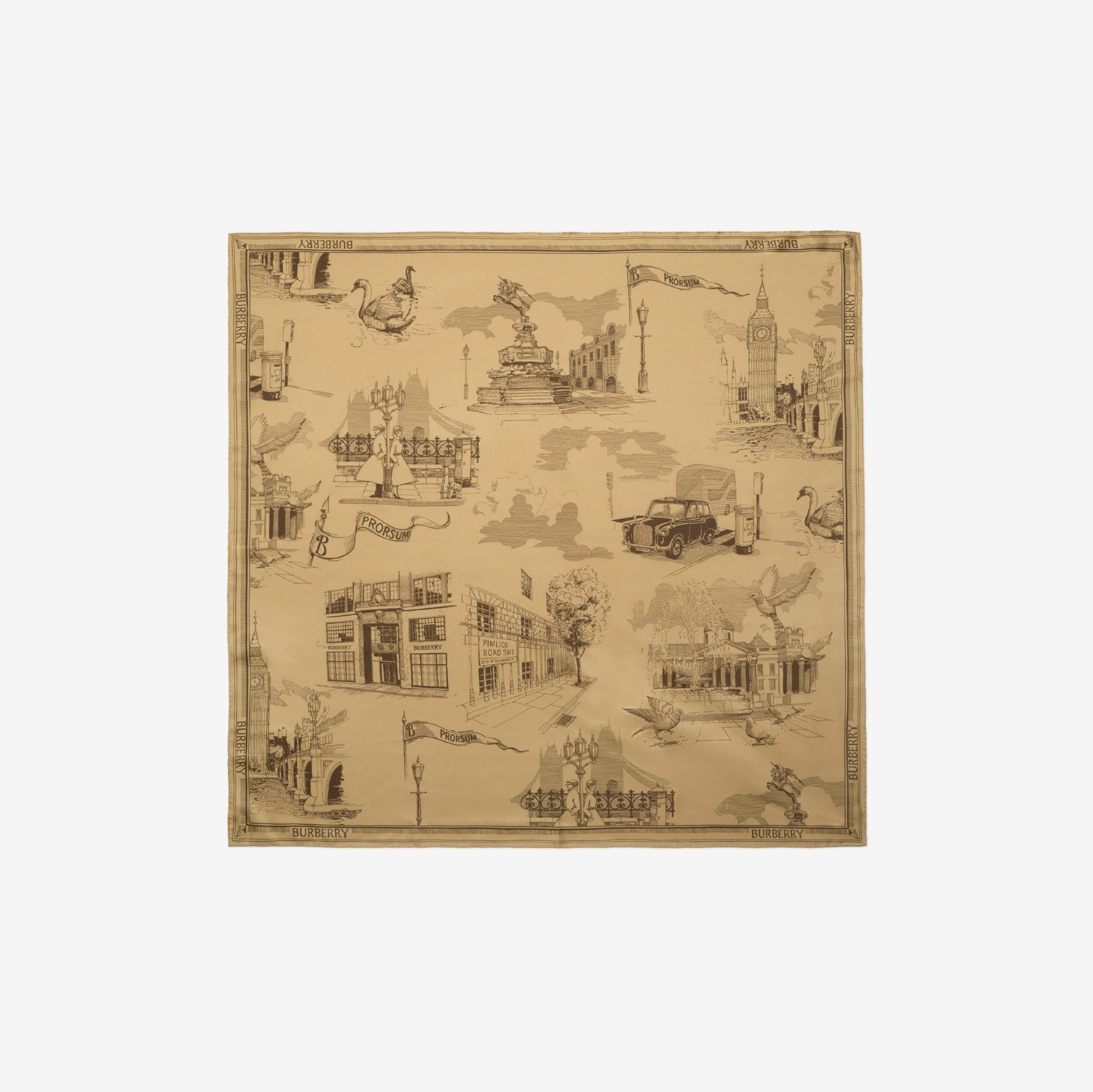 ロンドン ランドマーク シルクスカーフ (サンド) | Burberry ロンドン ランドマーク シルクスカーフ (サンド) | Burberry