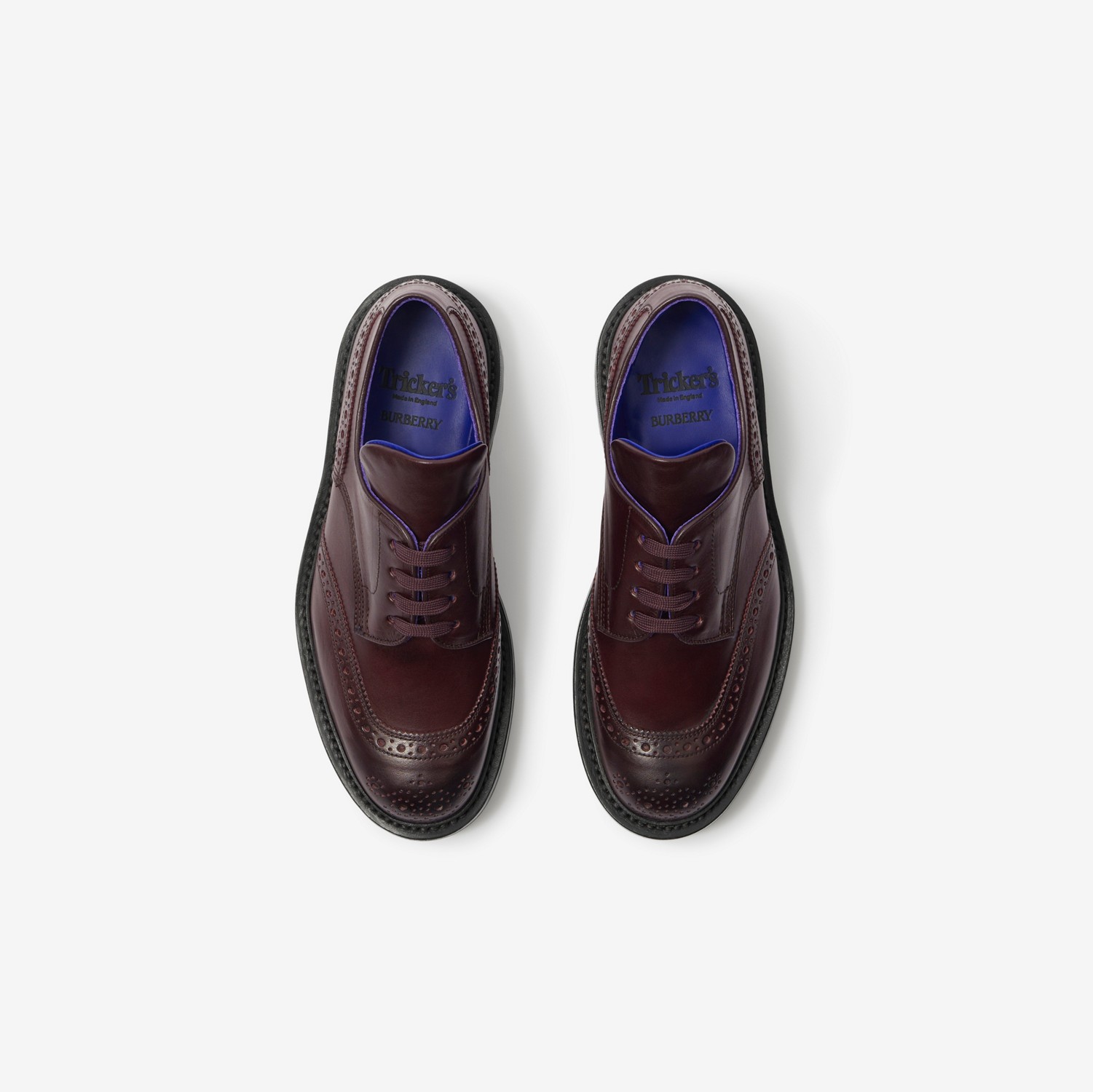 皮革 Devon 布洛克鞋 (紫红色) - 男士 | Burberry® 博柏利官网