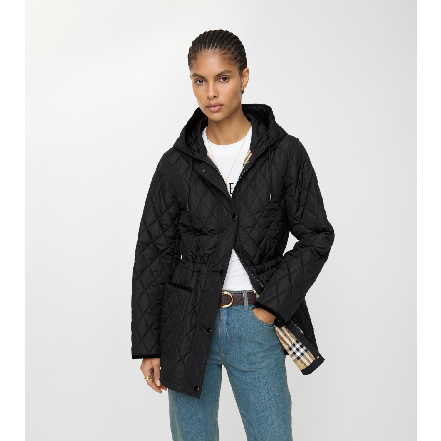 Quilted Nylon Parka in Black/sand - Women | Burberry® Official