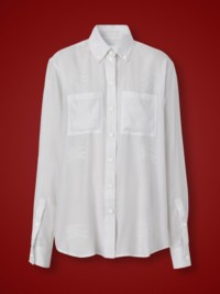 Optic White EKD Silk Jacquard Oversized Shirt