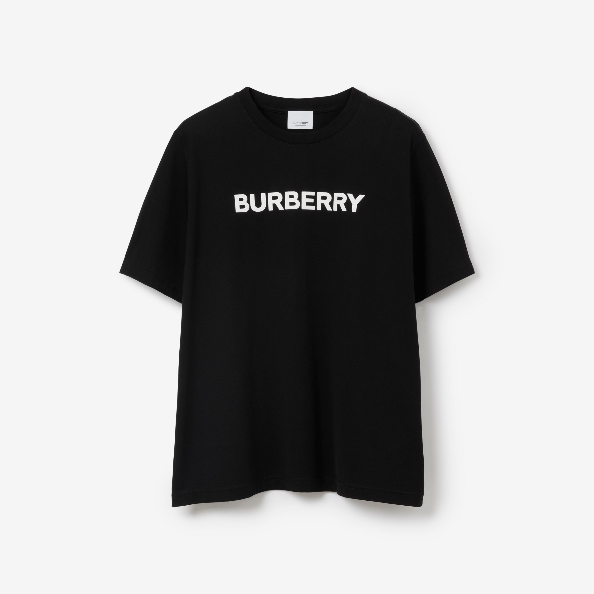 Camiseta de algodão com estampa de logotipo (Preto) | Burberry® oficial - 1