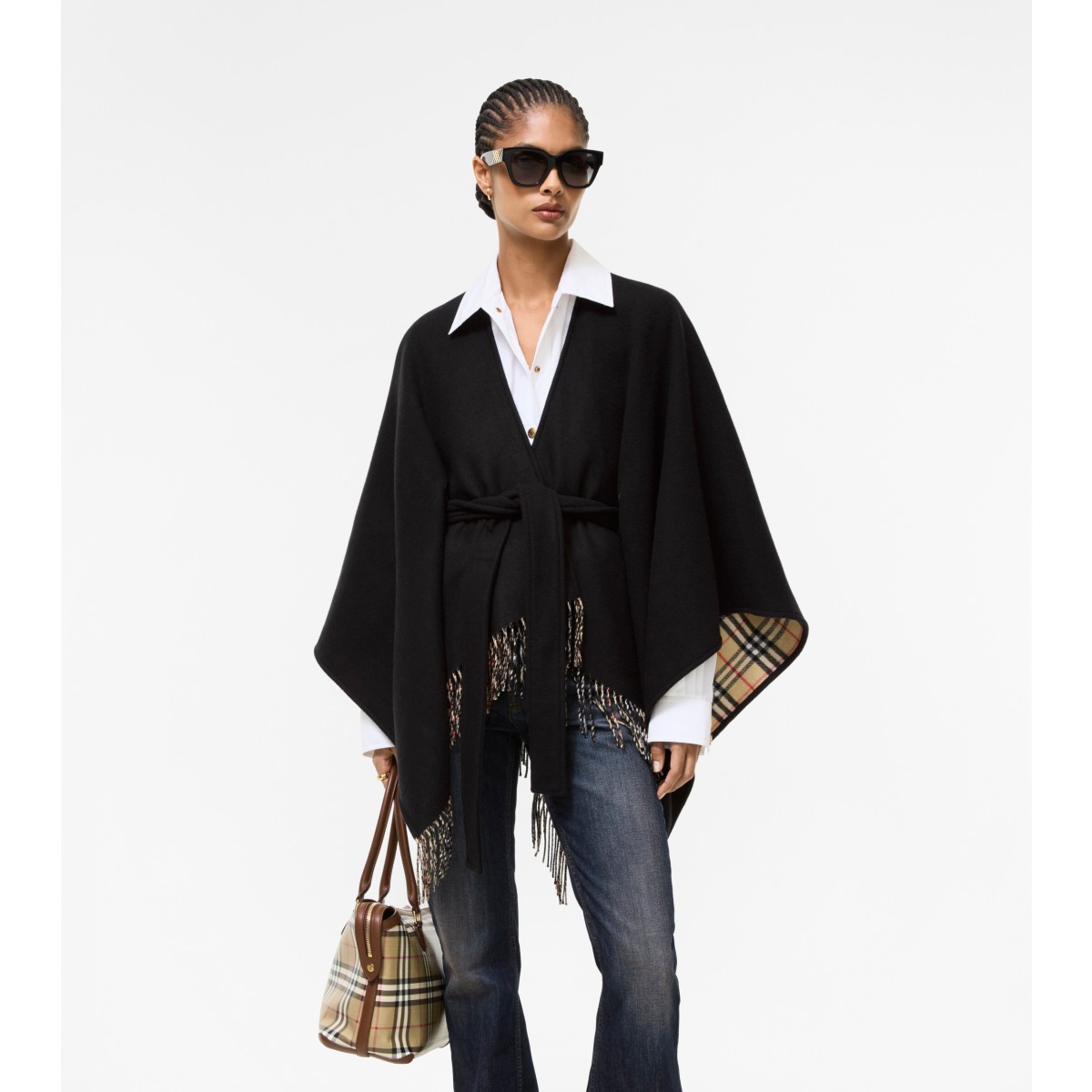  Check Wool Tay Cape