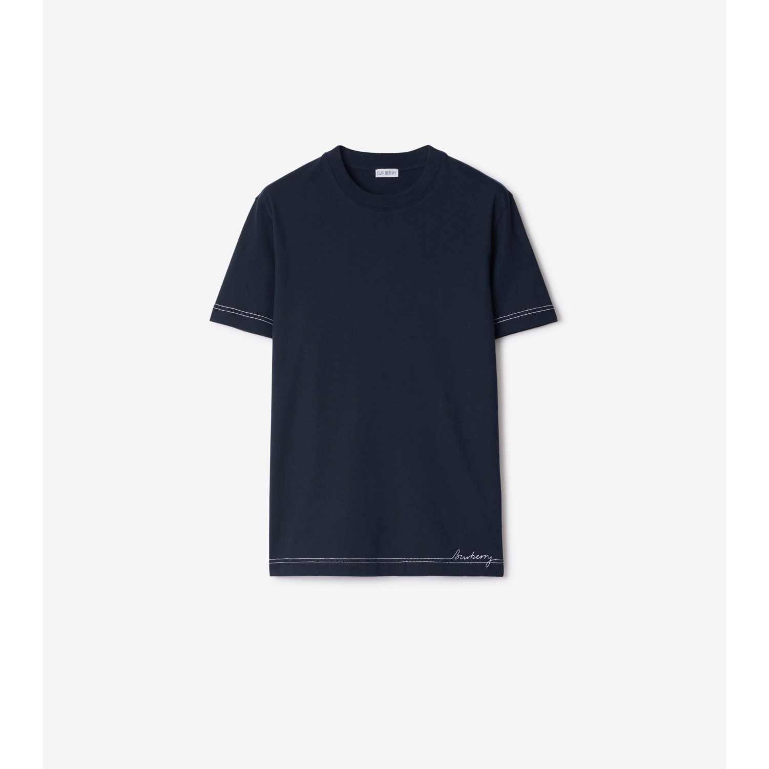 Cotton T shirt in Storm Men Burberry Official