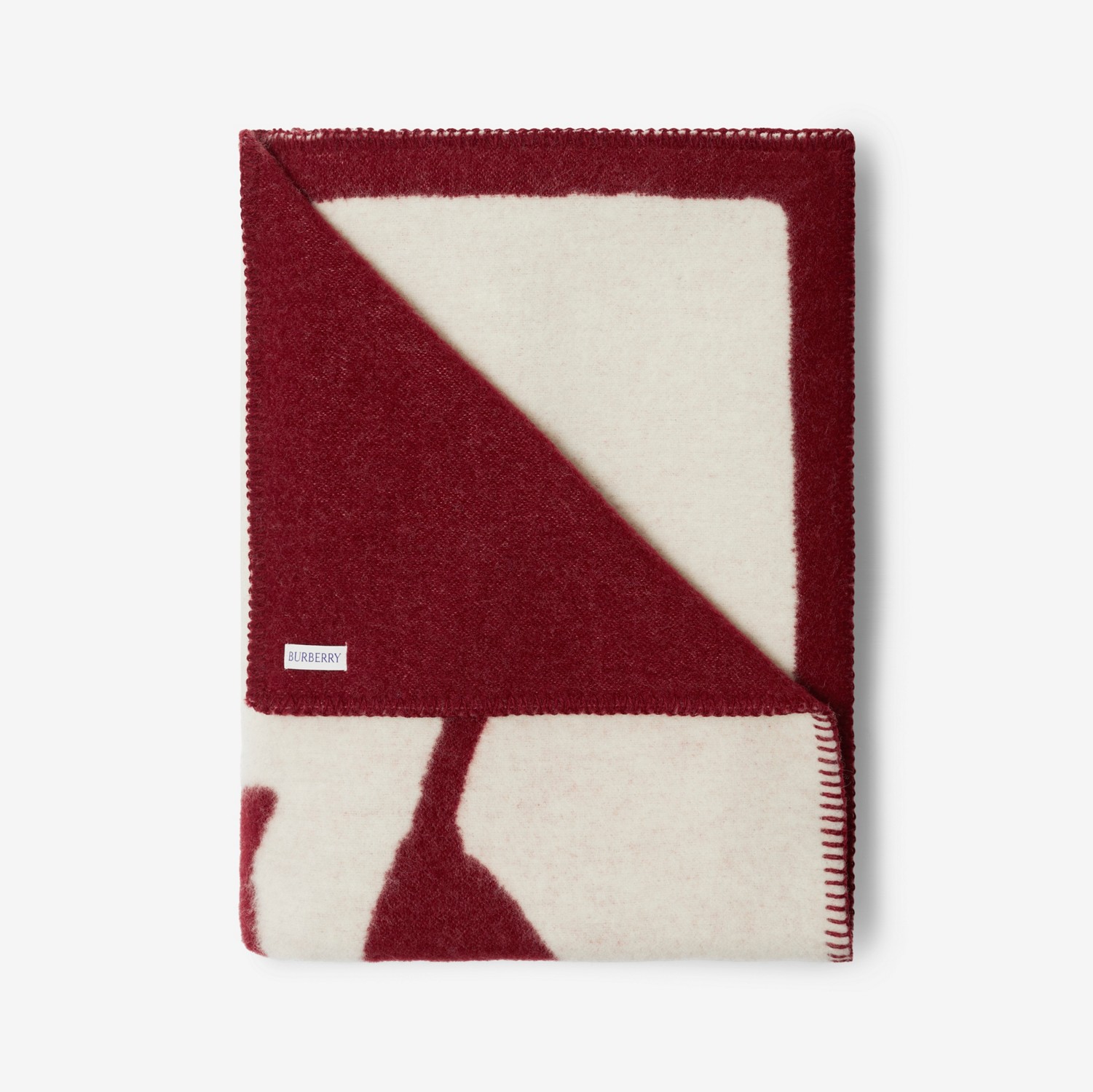 马术骑士徽标羊毛毯 (树莓红) | Burberry® 博柏利官网