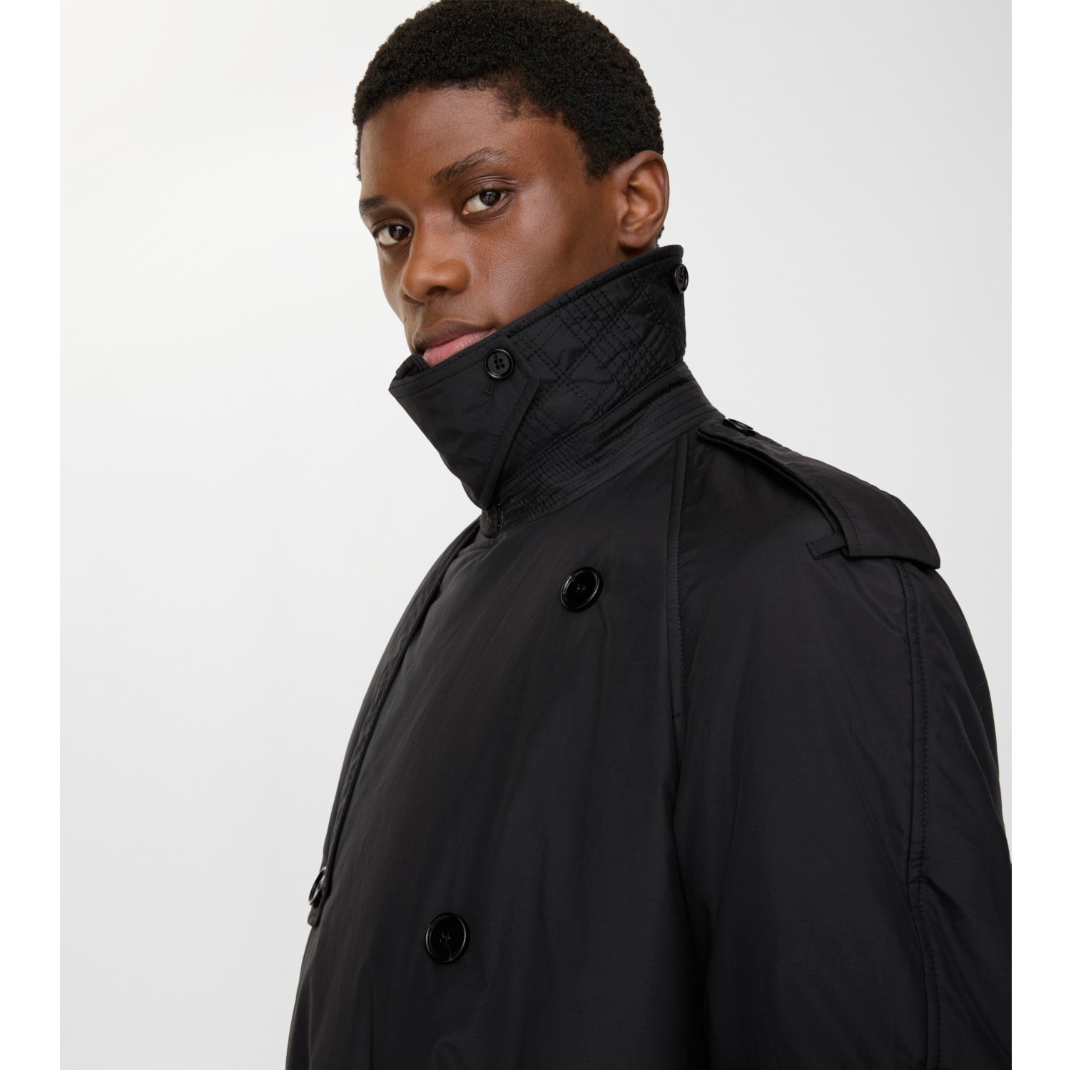 Long Cotton Nylon Padded Trench Coat in Black - Men | Burberry® Official