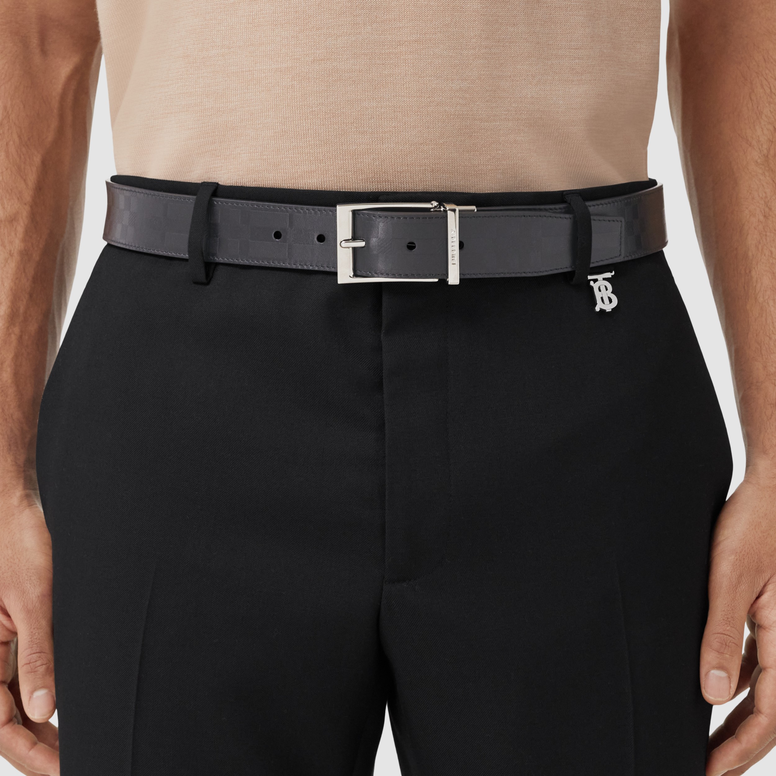 Wendbarer Ledergürtel mit Karoprägung (Schwarz/hellbraun) - Herren | Burberry® - 3