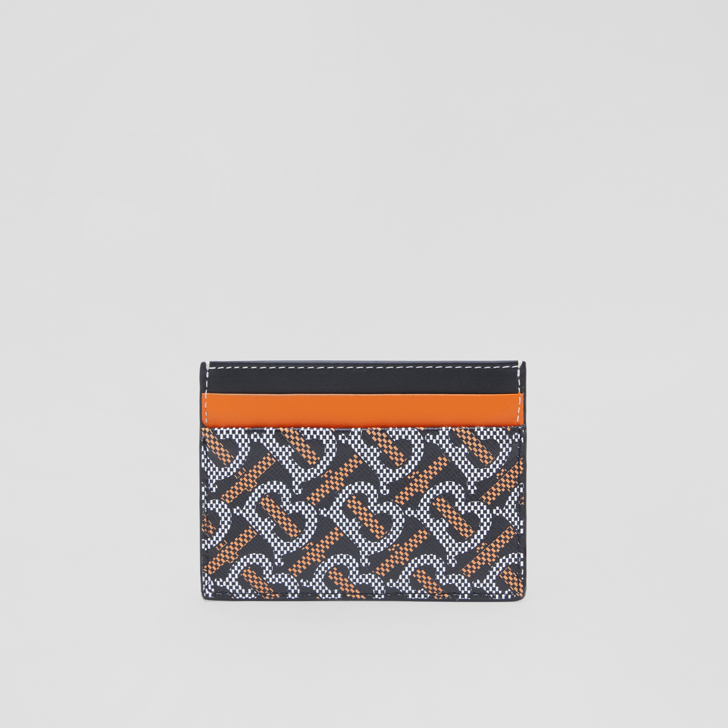 Monogram Print and Leather Card Case in Black/orange - Men | Burberry® Official - 1