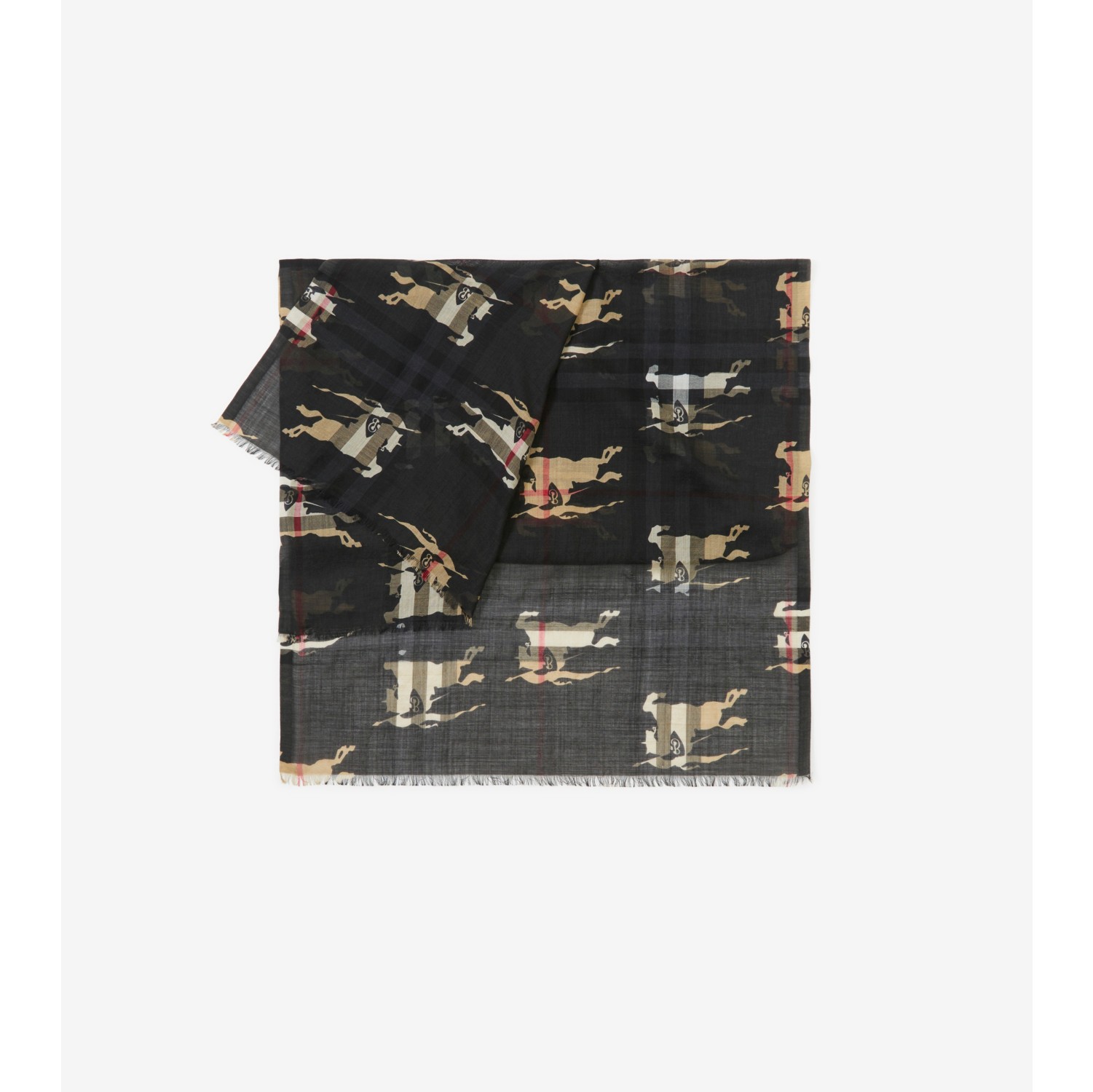 Checked Wool And Silk Scarf in Beige - Burberry