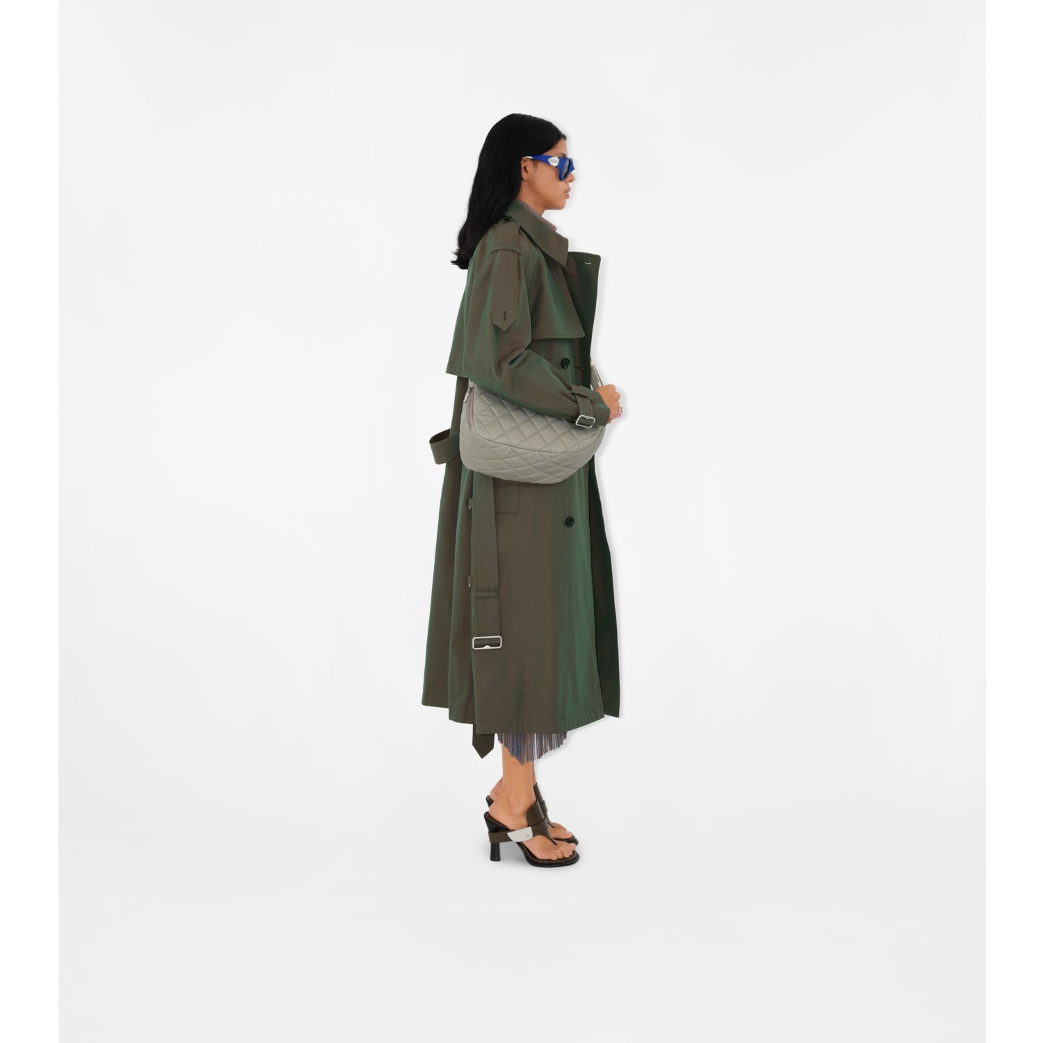 Long Cotton Trench Coat in Antique green - Women | Burberry® Official