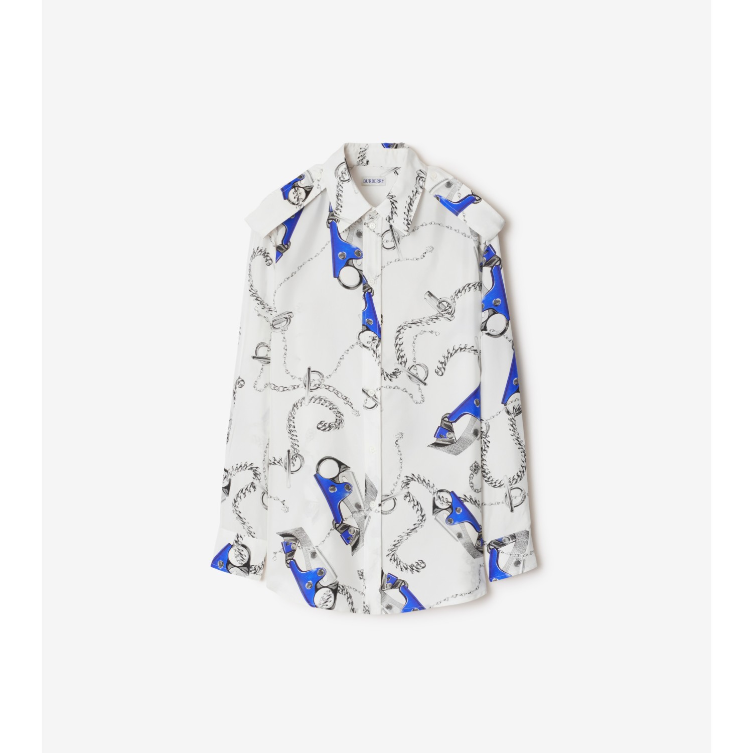 Knight Hardware Silk Shirt in Blue/white - Women | Burberry® Official